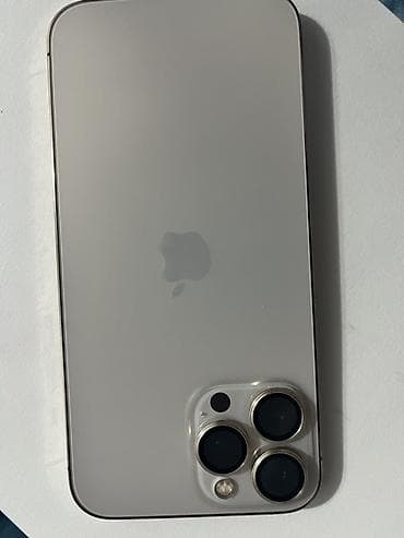 apple phone: IPhone 13 Pro Max, Б/у, 128 ГБ, Matte Gold, Защитное стекло, 77 % — 1