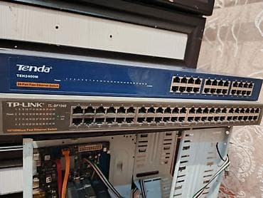 Модемдер жана тармак жабдуулары: Свитч коммутатор tp-link и Tenda, на 48 и 24 порта в рабочем — 1