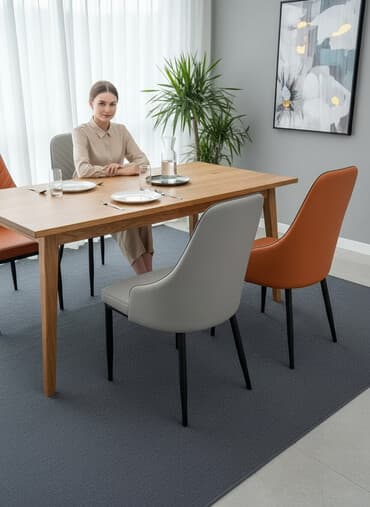 стильные кухонные столы: Стильные обеденные стулья с мягкой обивкой и декоративной V-строчкой — 1