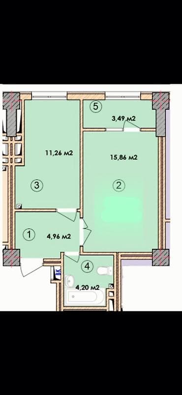 1 комната, 40 м², Элитка, 11 этаж, Готовая ПСО (под самоотделку) — 4