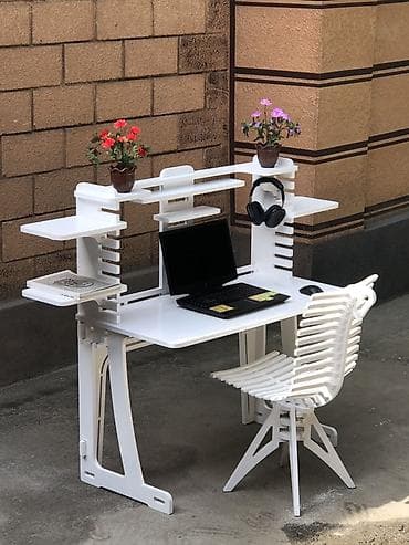 детский компьютерный стул, кресло: Комплект офисной мебели, Полка, цвет - Белый — 1