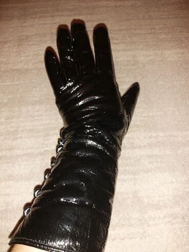 Атайын кийим: Женские перчатки натуральный лак, натуральный мех кролик, размер 7 — 1