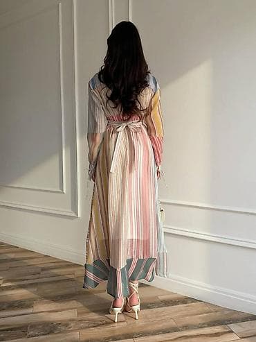 Платья: Повседневное платье, Китай, Осень-весна, Длинная модель, Полиэстер, На запах, S, M — 3