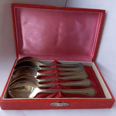 изумруд золото: НОВЫЙ Подарочный набор Ложки чайные 14 см. Мельхиор. клеймо МНЦ — 3