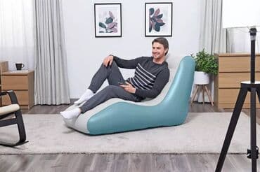 кресло с реклайнером: Надувное кресло, Новый, Бесплатная доставка, Платная доставка, Самовывоз, цвет - Голубой — 1