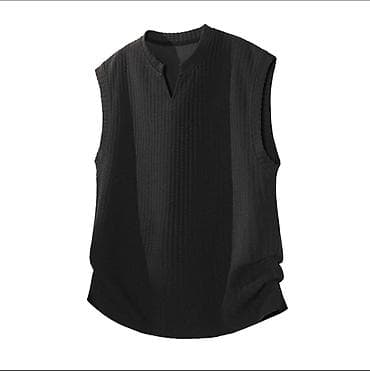 тёртые джинсы: Безрукавная фактурная блуза/топ WOOD SOON, коллекция Spring/Summer. - — 3