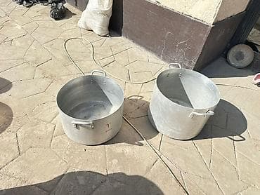 Алюминиевые кастрюли большого объема (2 шт.) - Материал: пищевой