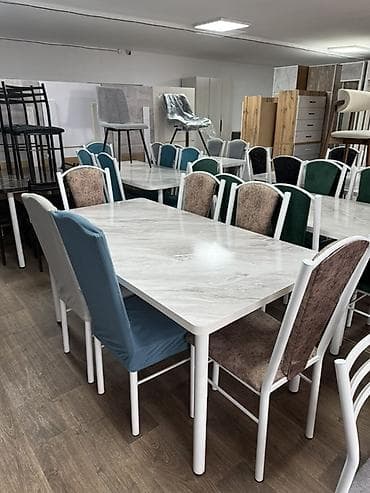 железные стол для кухни: Обеденный стол прямоугольный с мраморной столешницей под камень - — 2