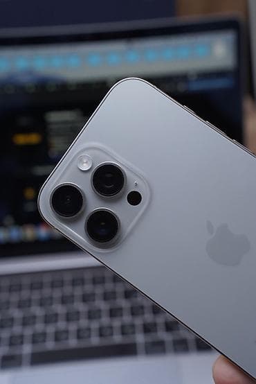 IPhone 16 Pro Max, Б/у, 1 ТБ, Серебристый, Защитное стекло, Чехол — 2