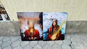 огненный: Авторские постеры Beshigi — комплект из 2 картин в современном — 1