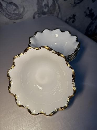 double a: Набор десертных/салатных пиал из фарфора с золотым декором,чашка — 5