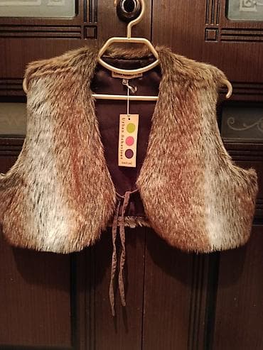 меховые безрукавки: Другие жилеты цвет - Коричневый — 4