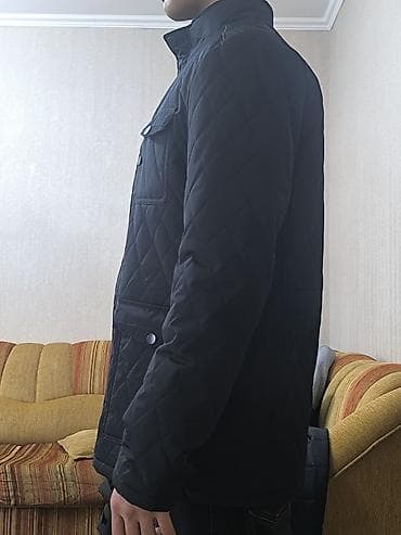 Пальто: Мужская стёганая куртка, чёрная - Классический прямой крой, длина до — 6