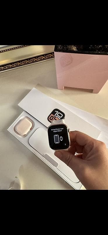 apple 9: Смарт-часы в стиле Apple Watch, корпус светло‑золотистого/розового — 3