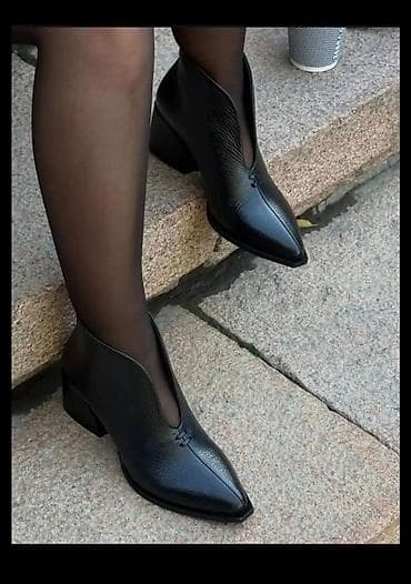 Женские полусапожки/ботильоны из чёрной кожи продаю не подошли по