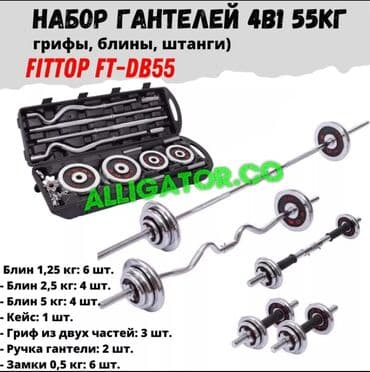 набор гантель в чемодане flexter: Набор гантелей Fittop FT-DB55, включающий грифы, блины и штанги общим — 1