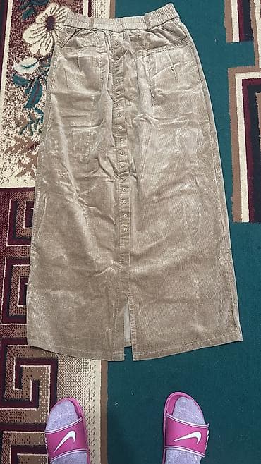 джинсы белые: Юбка, Модель юбки: Прямая, Миди, Вельвет — 4