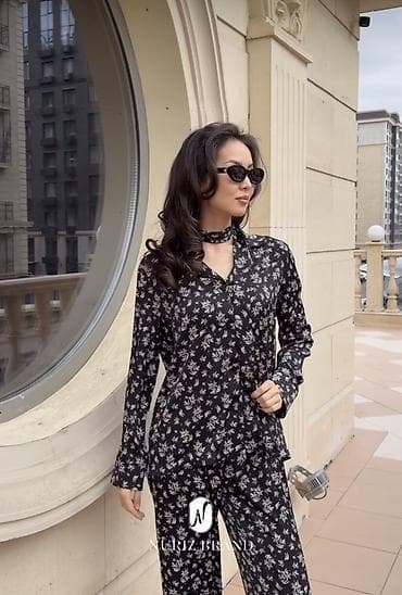 пижама: Брючный костюм, Прямые, Рубашка, Made in KG, Осень-весна — 2