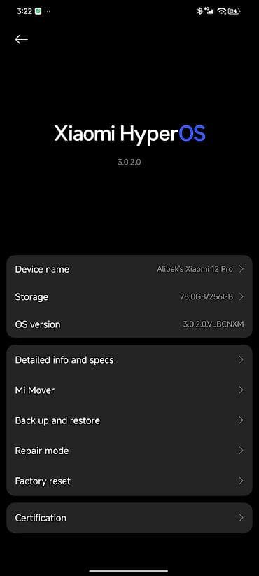 mi cloud: Xiaomi, 12 Pro, Б/у, 256 ГБ, цвет - Черный, 2 SIM — 4