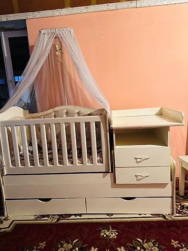 кубики деревянные: Манеж-кровать, Новый, С комодом, Дерево — 2