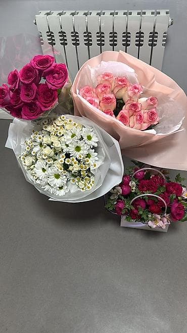 Букеты из свежих цветов - Классические розы: насыщенно-розовые и