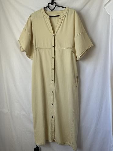 туника с коротким рукавом: Платье-рубашка миди с коротким рукавом - Фасон: свободный прямой — 2