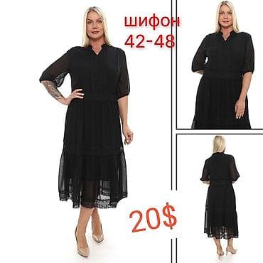 шифоновое: Женские платья, р-р 42–48. Варианты: - Белое кружевное миди: ажурное — 4