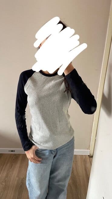 туника трикотажная: Лонгслив, цвет - Серый, Корея, M — 2