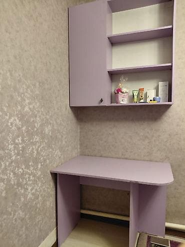 угловой компьютерный стол с надстройкой: Детский/подростковый мебельный комплект в сиреневом цвете. Состав: - — 3