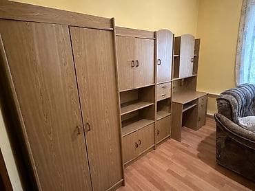 шкаф парта: Модульная мебельная стенка с рабочим местом, цвет – светлый дуб — 1