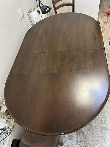 раздвижной обеденный стол: Кухонный стол, Б/у, Овальная, Раскладной — 6