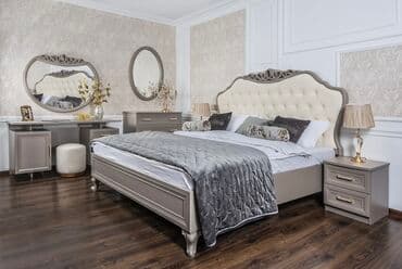 прикроватные тумбочки классика: Уктоочу бөлмө гарнитуру, Эки кишилик керебет, Орусия, Өзү алып кетүү, түсү - Боз — 1