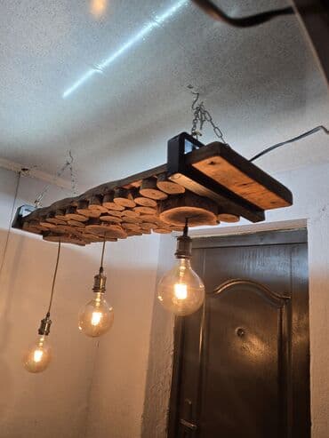 Люстра из дерева Подвесной светильник в стиле лофт/рустик из массива