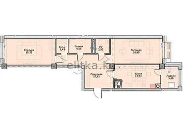 Кыймылсыз мүлк: 2 бөлмө, 84 м², Элитка, 12 кабат, Даяр ПСО (өзү оңдоп түзөтүп бүтүү үчүн) — 3
