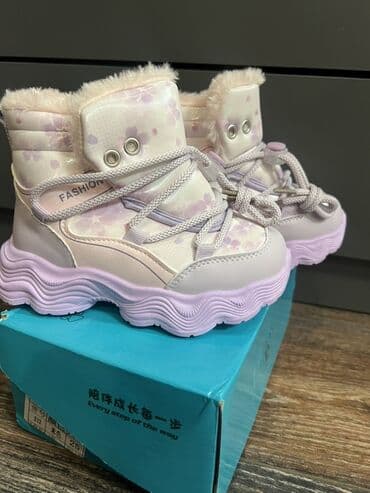 новые детские вещи: Детские зимние ботинки - Цвет: нежно‑сиреневый/белый с цветочным — 1