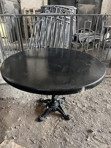 стол стеклянный круглый: Стол для кафе, Круглый, цвет - Черный — 1