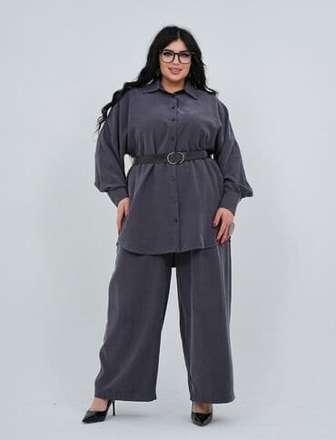 купить спортивный костюм женский недорого от производителя: Брючный костюм, Прямые, Рубашка, Осень-весна — 2