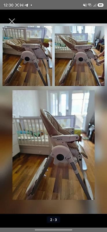 грако graco: Стульчик для кормления, Б/у, Peg perego, Пластик, Трансформер, цвет - Бежевый — 2
