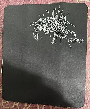 Техника и электроника: Игровой коврик для мыши с рисунком самурая. - Цвет: черный, в углу — 1