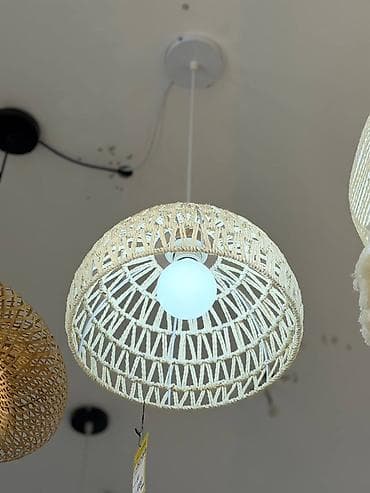 study lamp: Подвесной светильник с плетёным абажуром из натурального волокна — 1