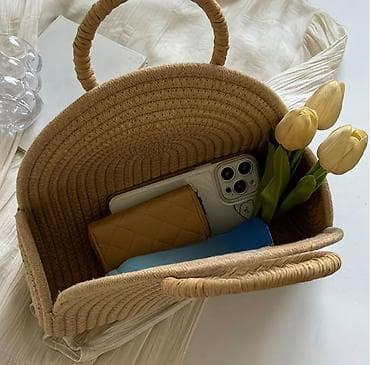 баа: Плетёная сумка-тоут полукруглой формы - Качественная джутовая верёвка — 3