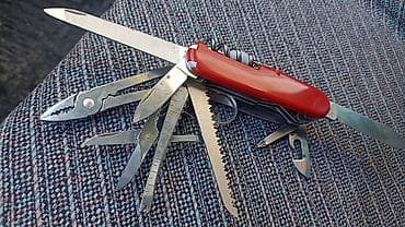 Аңчылык жана балык уулоо: Мультитул-нож Victorinox с кожаным чехлом Компактный швейцарский нож — 6