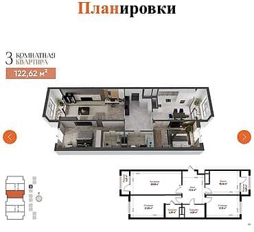 6: 2 комнаты, 54 м², Южная Магистраль Элитка, 6 этаж, ПСО (под самоотделку) — 6