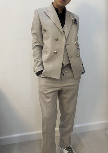 школьный фартук на прокат: Комплект, цвет - Бежевый — 4