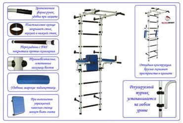 настенный турник: Российская шведская стенка 3в1 🇷🇺 -Доставка и установка по г. Бишкек- — 2