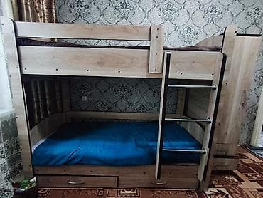 Двухъярусные кровати: Двухъярусная кровать из ЛДСП с натуральной текстурой дерева — 3