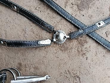 кой кант: Конская уздечка/налобник с мундштуком - Материал: чёрные кожаные — 4