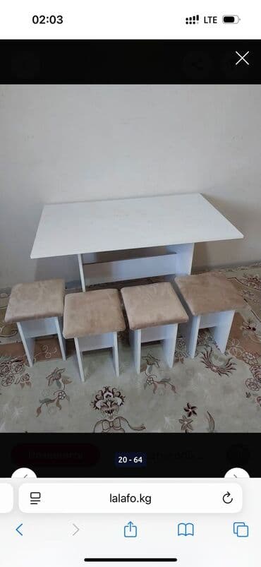 мебельный цех адреса: Кухонный стол и стул, Новый, Платная доставка, цвет - Белый — 3