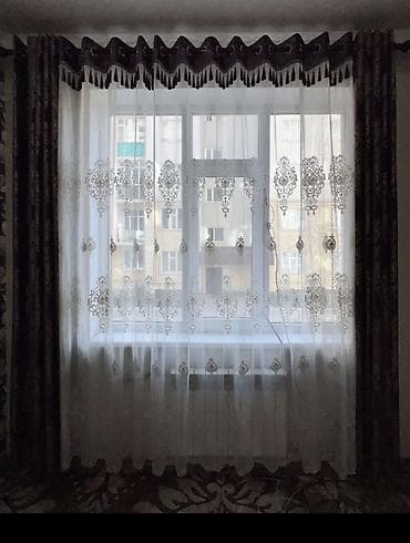 Комплект штор, Велюр, С тюлем в комплекте, Готовое изделие, Б/у, Для дачи, Для зала, Для спальни — 2