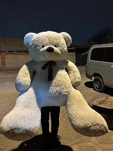 Майрамдык товарлар: Огромный плюшевый мишка цвета айвори/молочный белый. - Размер — 1